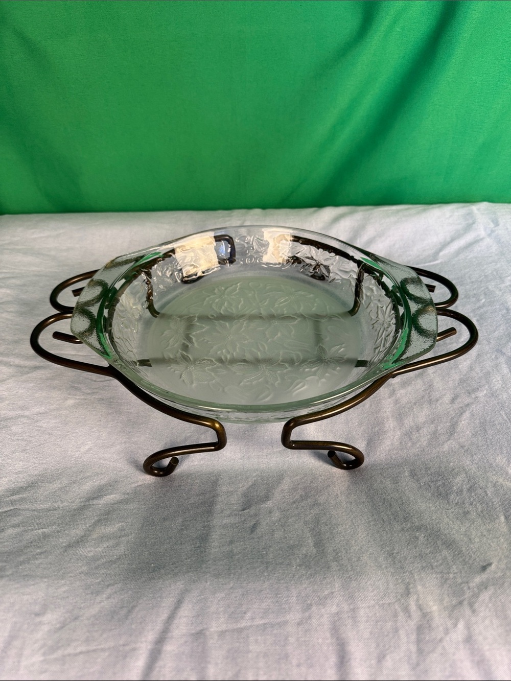 Princess House Fantasia pie plate and metal stand EUC